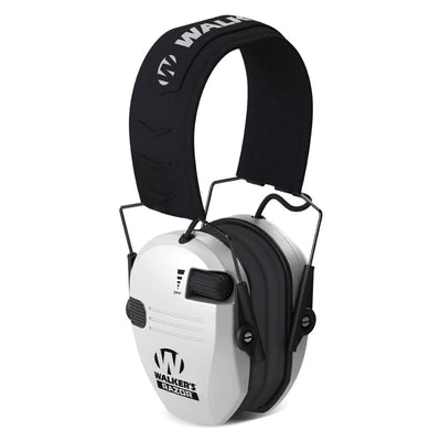 Walker's Razor Slim Shooter White Electronic Hearing Protection Earmuff w/ Case - VMInnovations