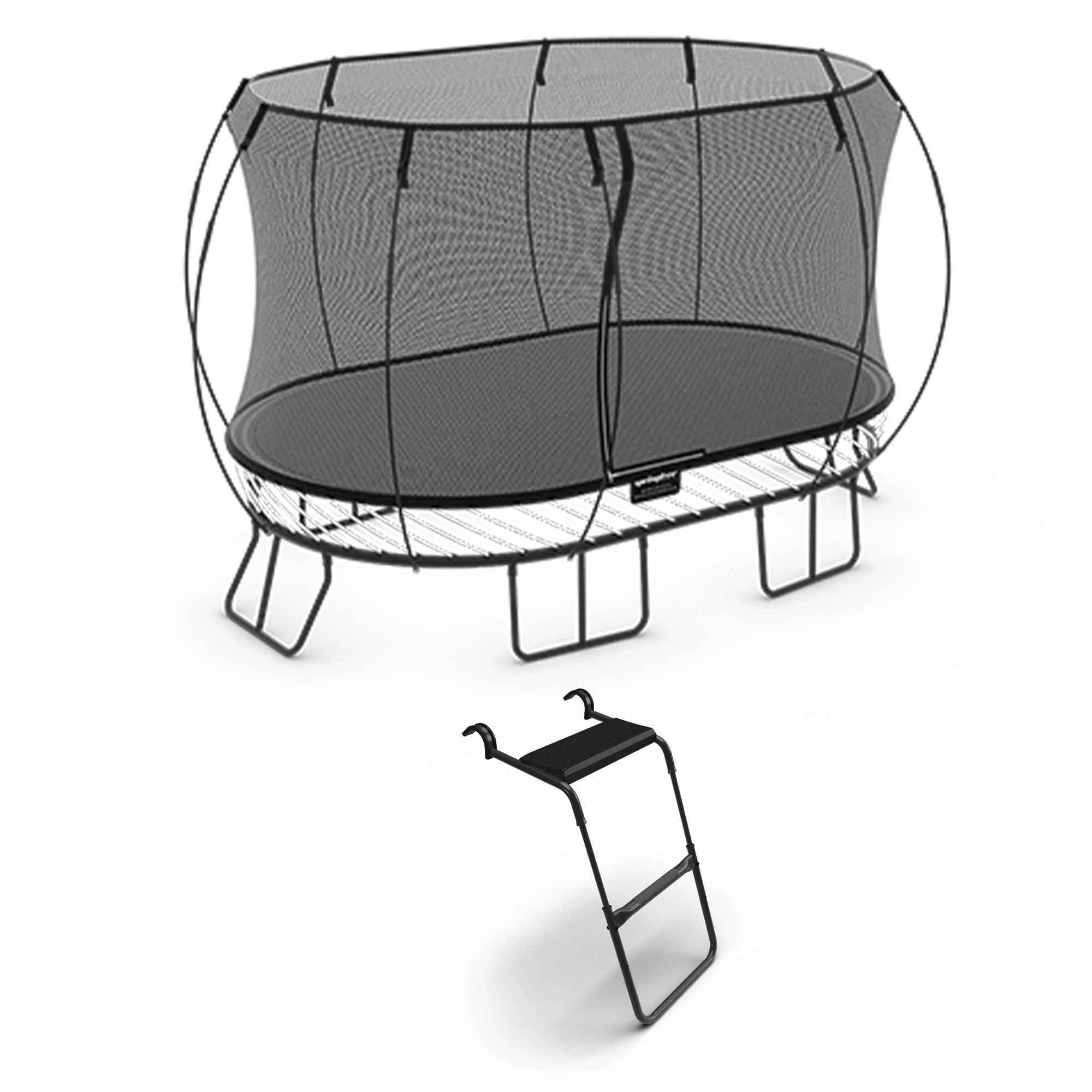 Springfree Trampoline Kids Oval 8 x 11Ft Trampoline & FlexrStep V2 Safety Ladder