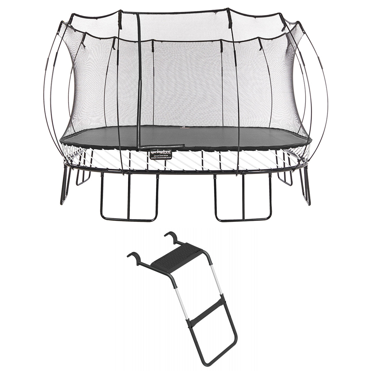 Springfree Trampoline Kids Square 13 Ft Trampoline & FlexrStep V2 Safety Ladder