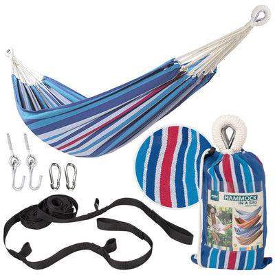 Bliss Hammocks Single Hammock with Rope Loops & Tree Straps, 220 lb, Patriot - VMInnovations