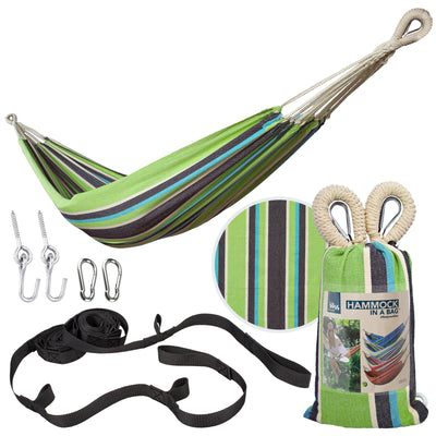Bliss Hammocks Single Hammock with Rope Loops & Tree Straps, 220lb, Country Club - VMInnovations