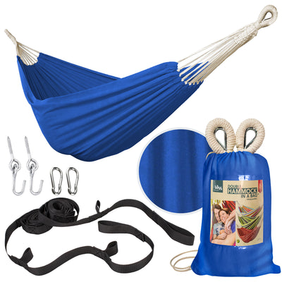 Bliss Hammocks Double Hammock with Rope Loops & Tree Straps, 265 lb, Dark Blue