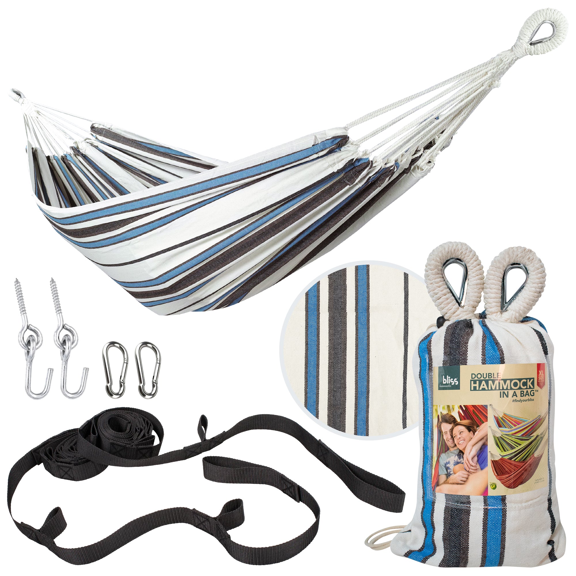 Bliss Hammocks Double Hammock w/ Rope Loops & Tree Straps, 265 lb, Volleyball - VMInnovations