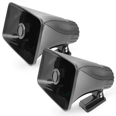 Pyle 8" PA Horn Speaker for Indoor/Outdoor Use, 65W Peak Power, Black, 2 Pack - VMInnovations