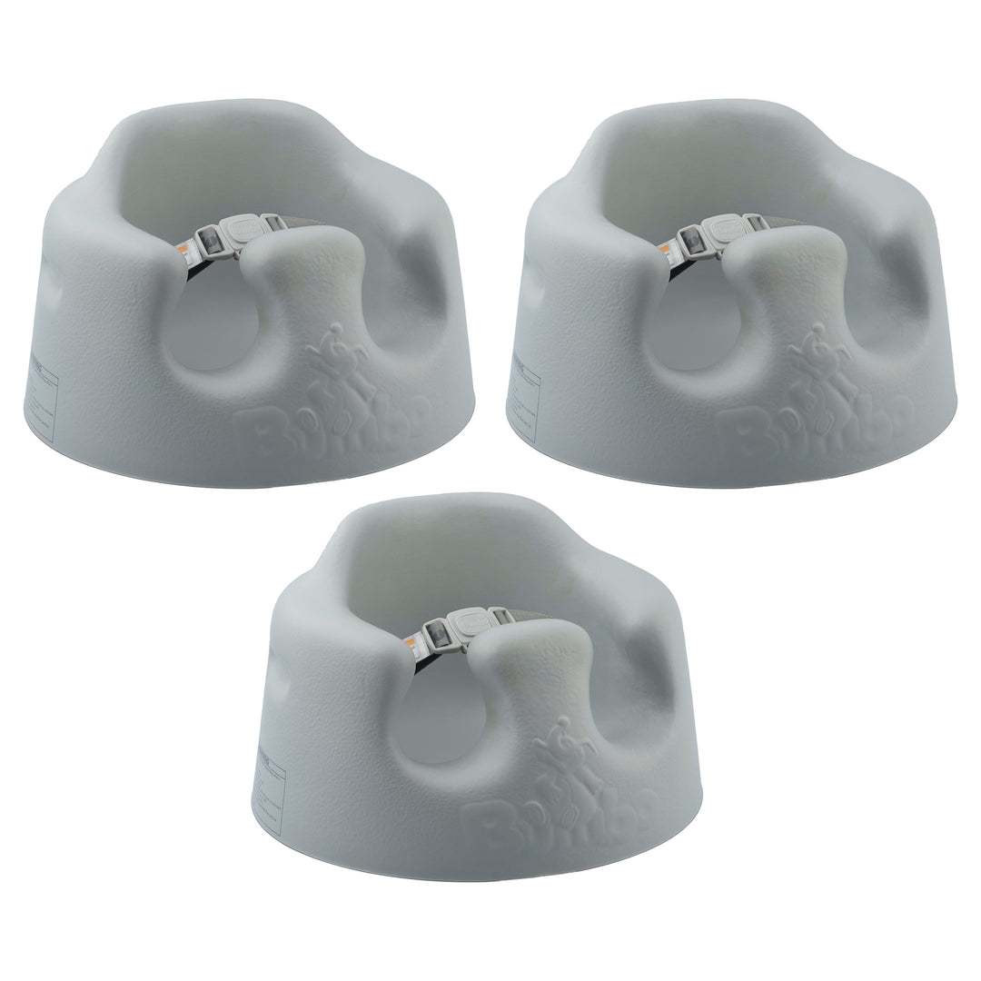 Bumbo Baby Soft Foam Wide Floor Seat w/3 Point Adjustable Harness, 3 Pack, Grey