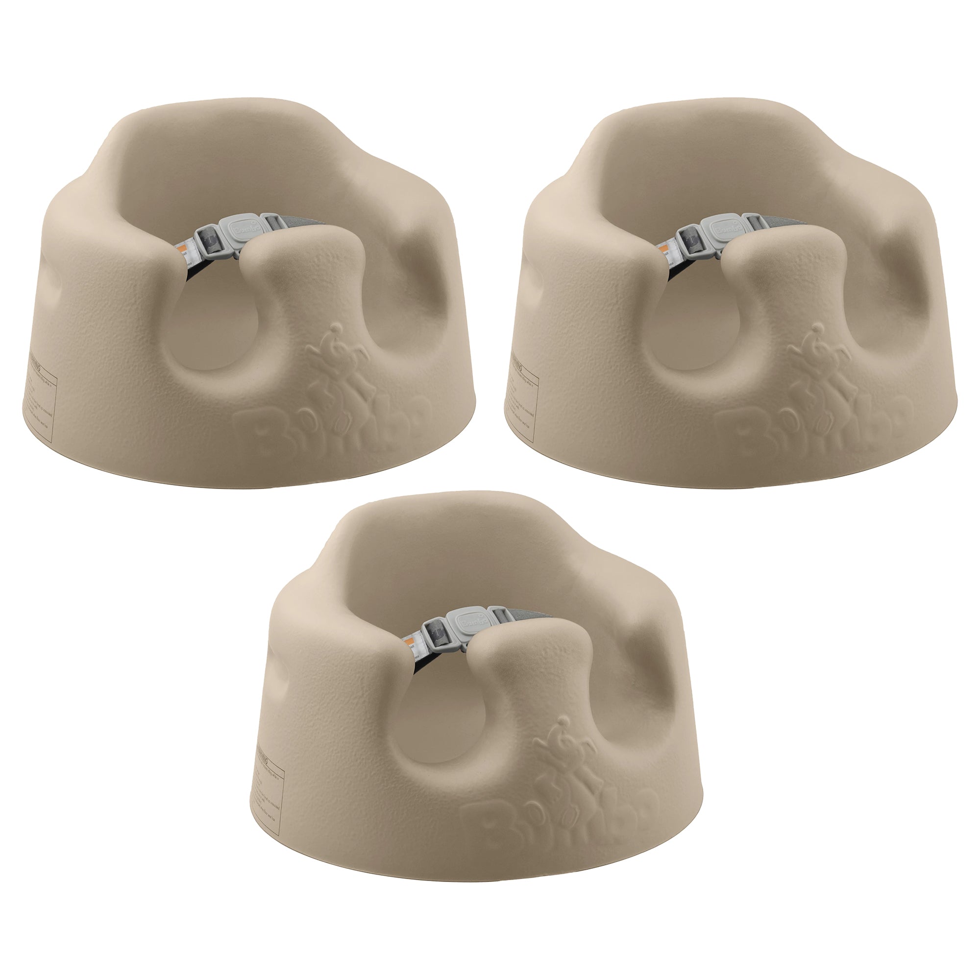 Bumbo Baby Soft Foam Wide Floor Seat w/3 Point Adjustable Harness, 3 Pack, Taupe - VMInnovations