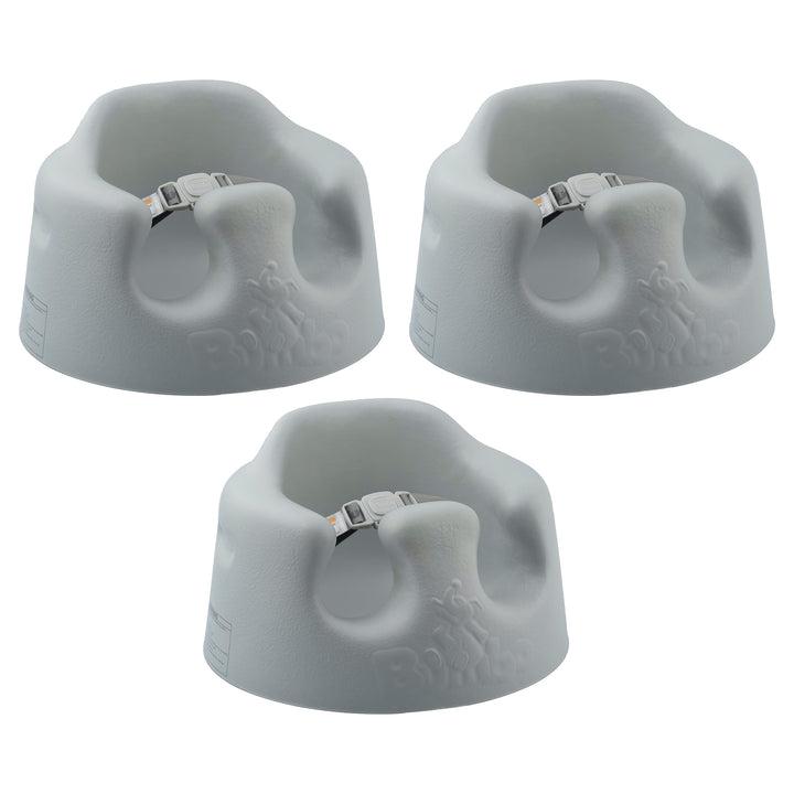Bumbo Baby Soft Foam Wide Floor Seat w/3 Point Adjustable Harness, 3 Pack, Grey