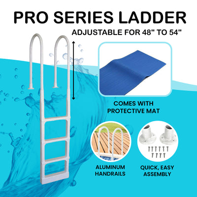 Main Access 200300 Pro Series Swimming Pool Ladder w/ Swimline 9 x 24 Inch Mat