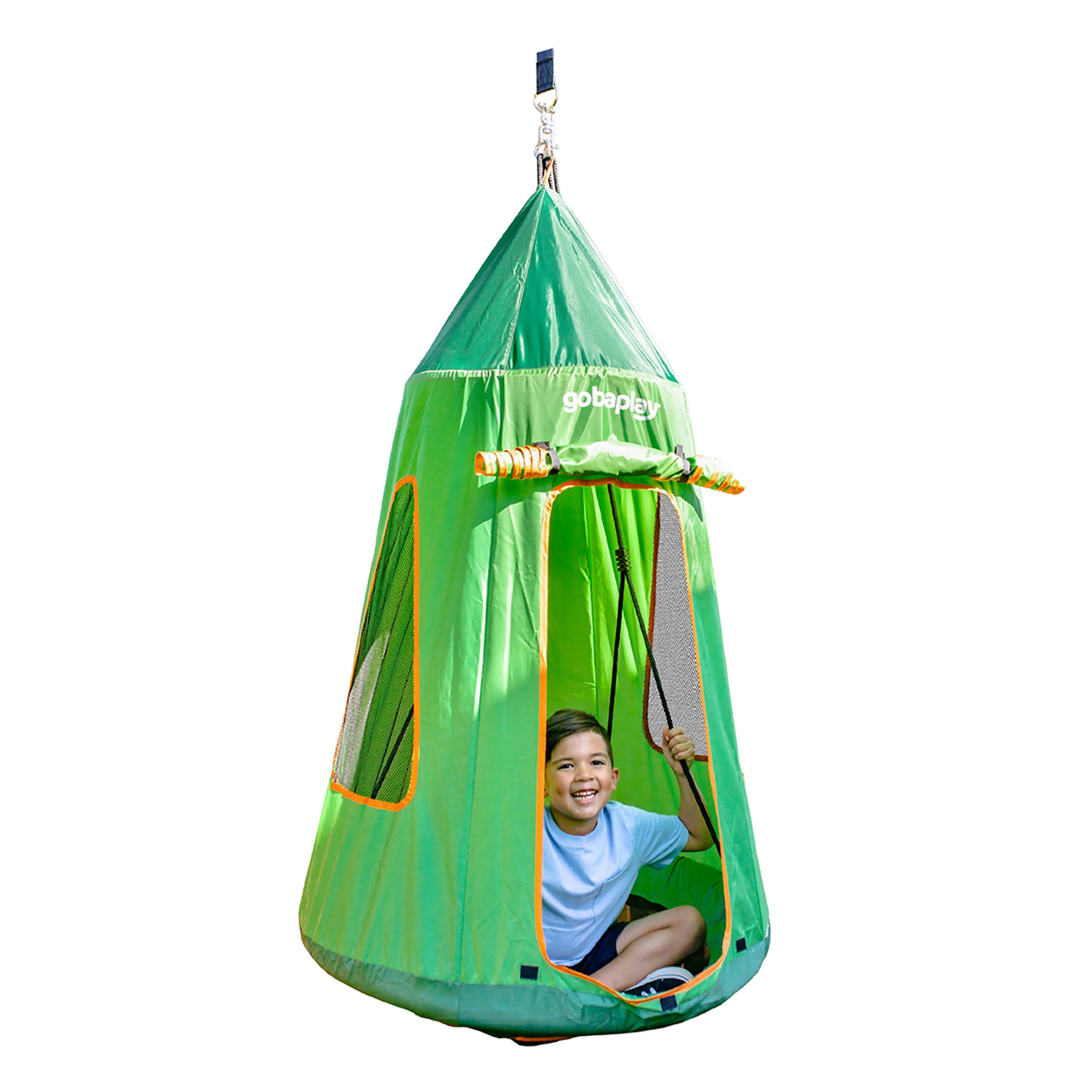 gobaplay FlyMax Saucer Tree Swing with Tent, 39" Round Platform for Kids, Green - VMInnovations