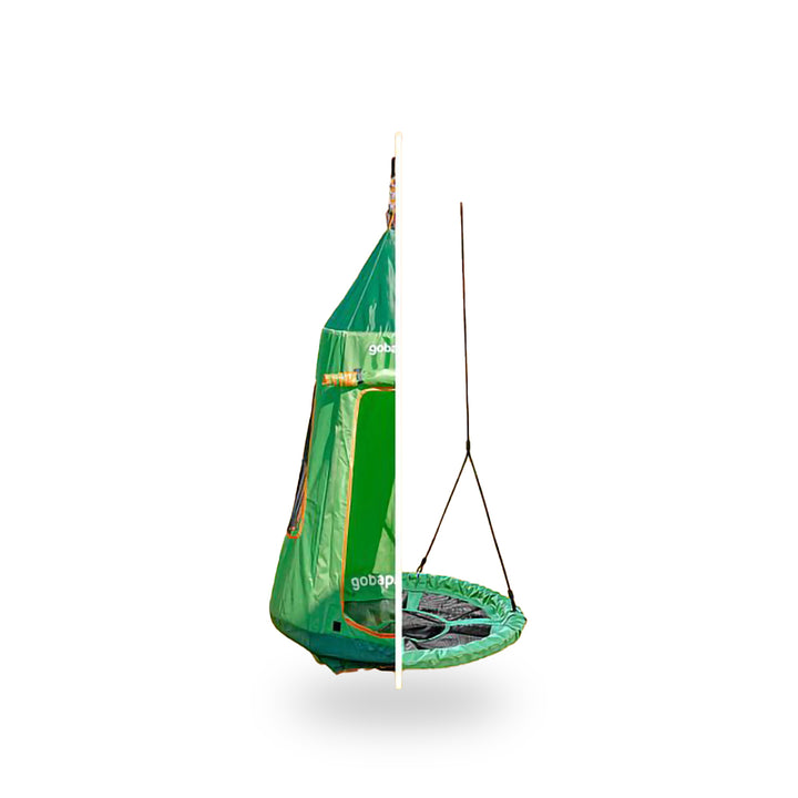 gobaplay FlyMax Saucer Tree Swing with Tent, 39" Round Platform for Kids, Green