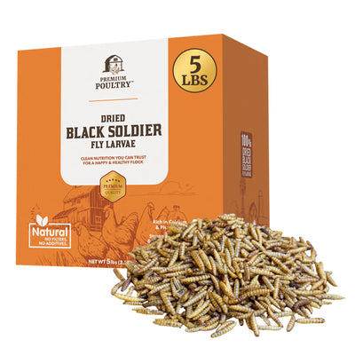 Premium Poultry 2 5 lb Mealworms & 2 5 lb Black Soldier Fly Dried Chicken Feed - VMInnovations