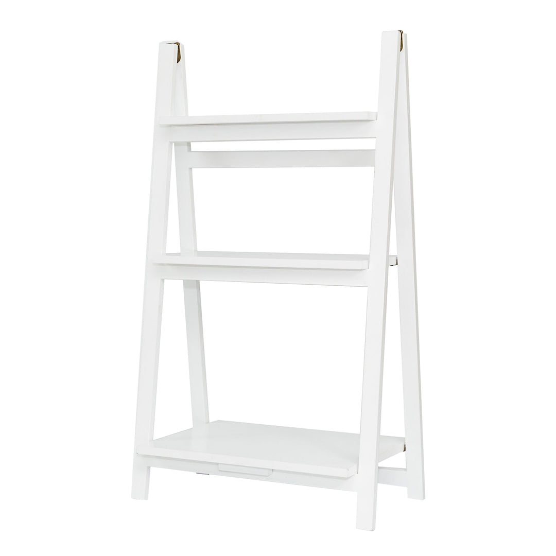 PJ Wood 3 Tier Foldable Bookshelf Wooden Storage Rack Home Stand, White (Used) - VMInnovations
