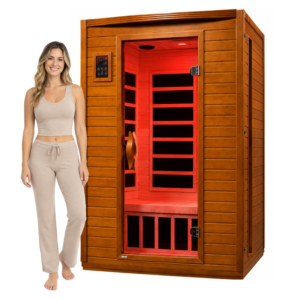 Dynamic Saunas Andora 2-Person Low EMF FAR Infrared Sauna, Canadian Hemlock Wood