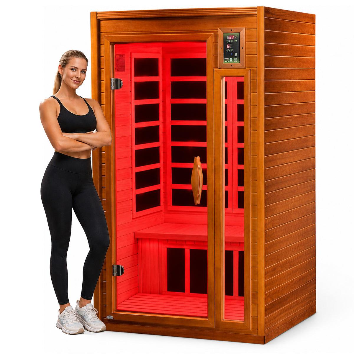 Dynamic Barcelona 1 to 2 Person Hemlock Wood Low EMF FAR Infrared Sauna (Used)