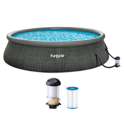 Funsicle 18' x 48" QuickSet Inflatable Ring Top Outdoor Above Ground Pool w/Pump - VMInnovations