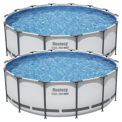 Bestway Steel Pro MAX 14'x48" Round Above Ground Pool with Pump & Cover, 2 Pack - VMInnovations