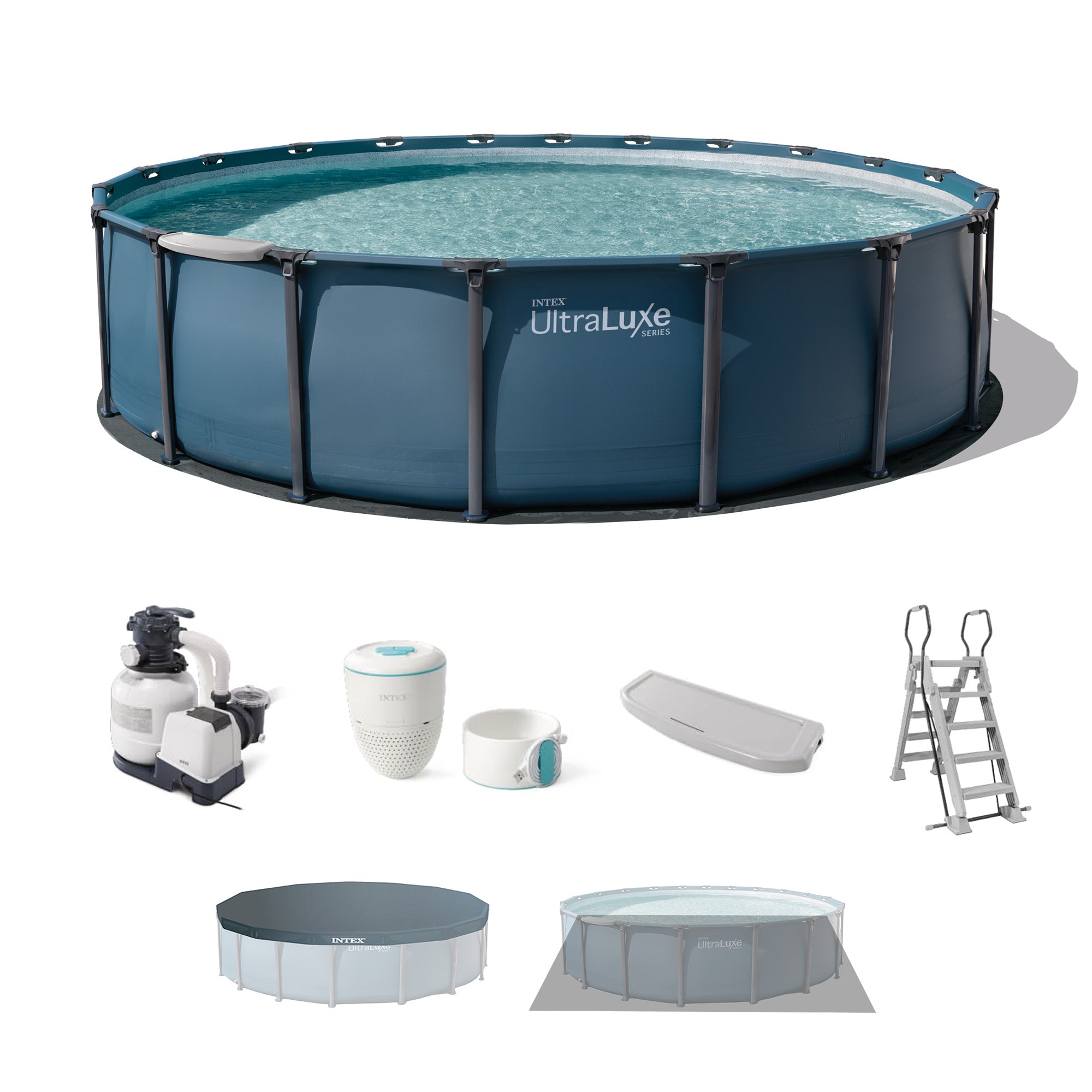 INTEX UltraLuxe 20ft x 52in Above Ground Pool, Sand Pump, & Saltwater System