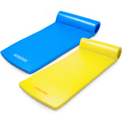 TRC Recreation Sunsation Foam Raft Lounger Pool Floats, Bahama Blue & Yellow
