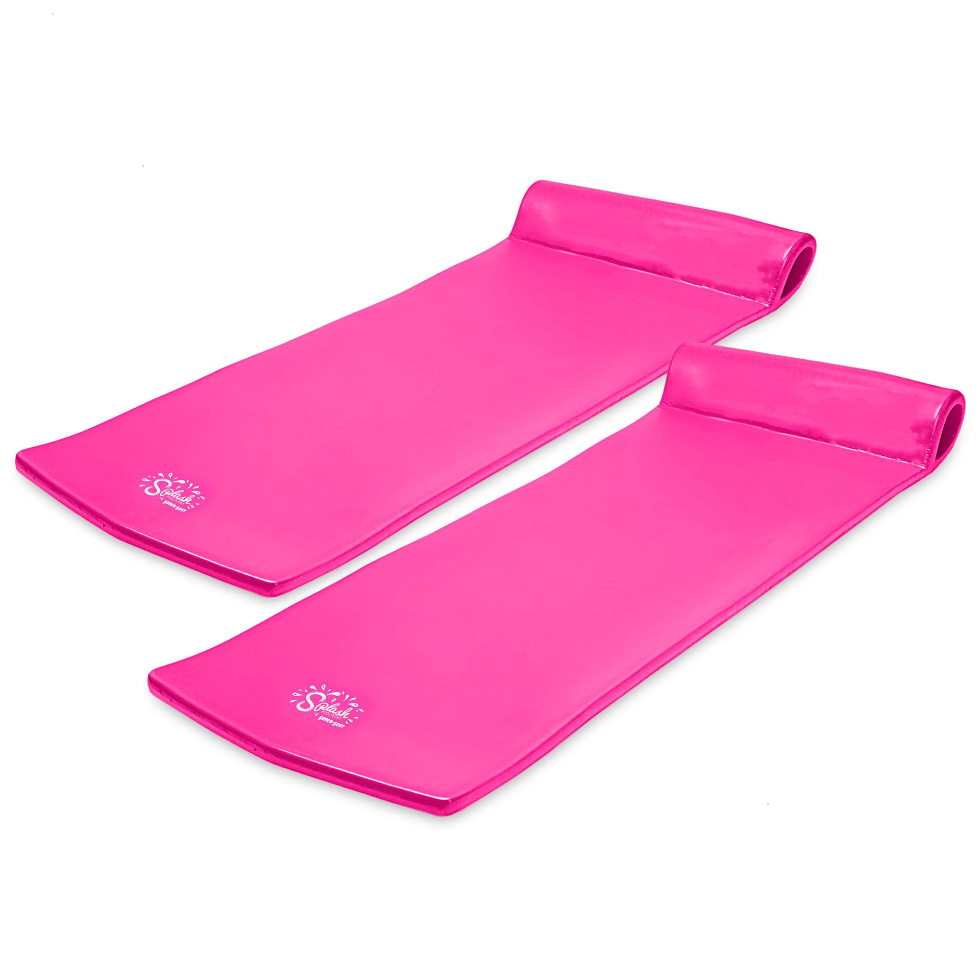 TRC Recreation Splash 1.25" Thick Foam Pool Float Mat, Flamingo Pink (2 Pack)