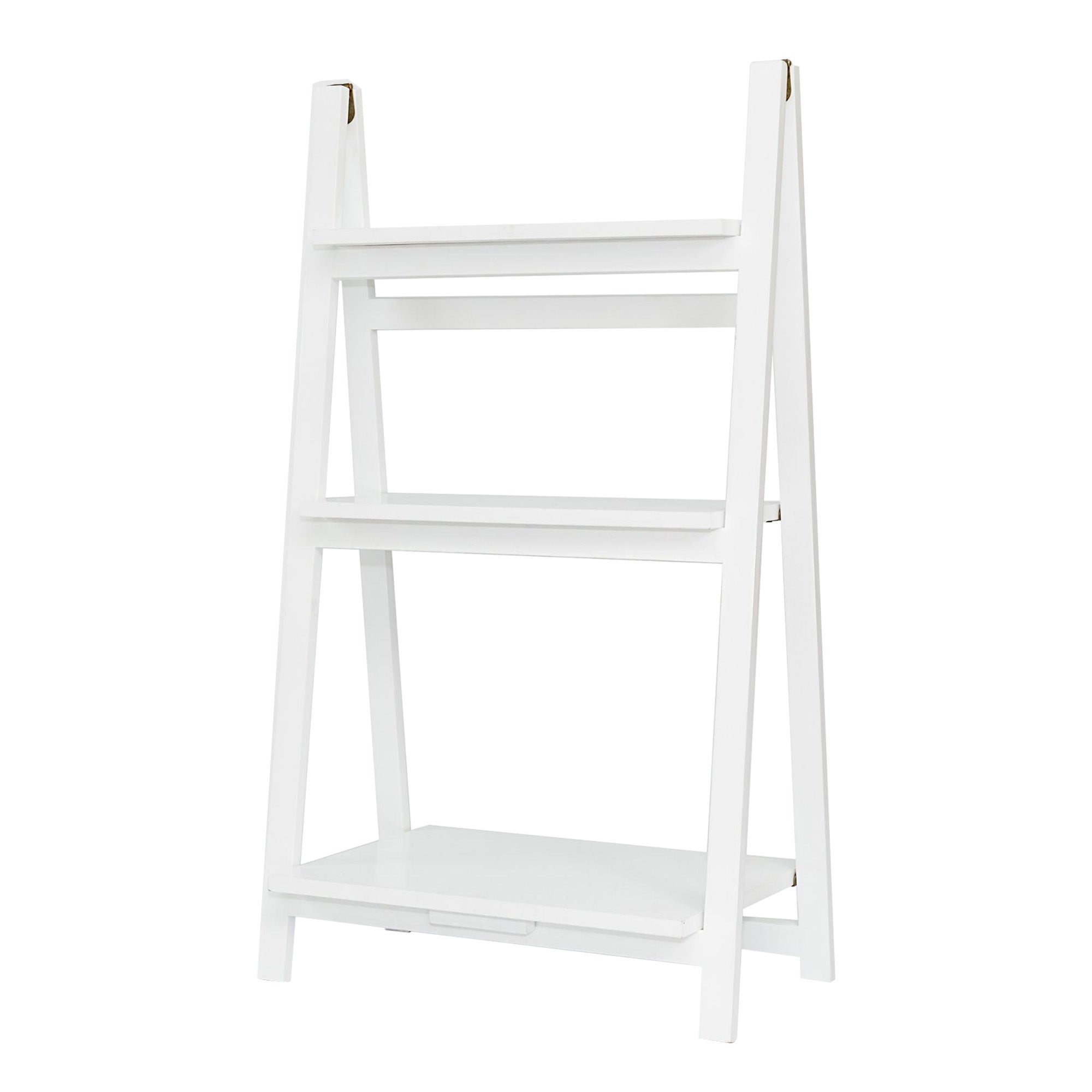 PJ Wood 3 Tier Foldable Bookshelf Wooden Storage Rack Home Display Stand, White - VMInnovations