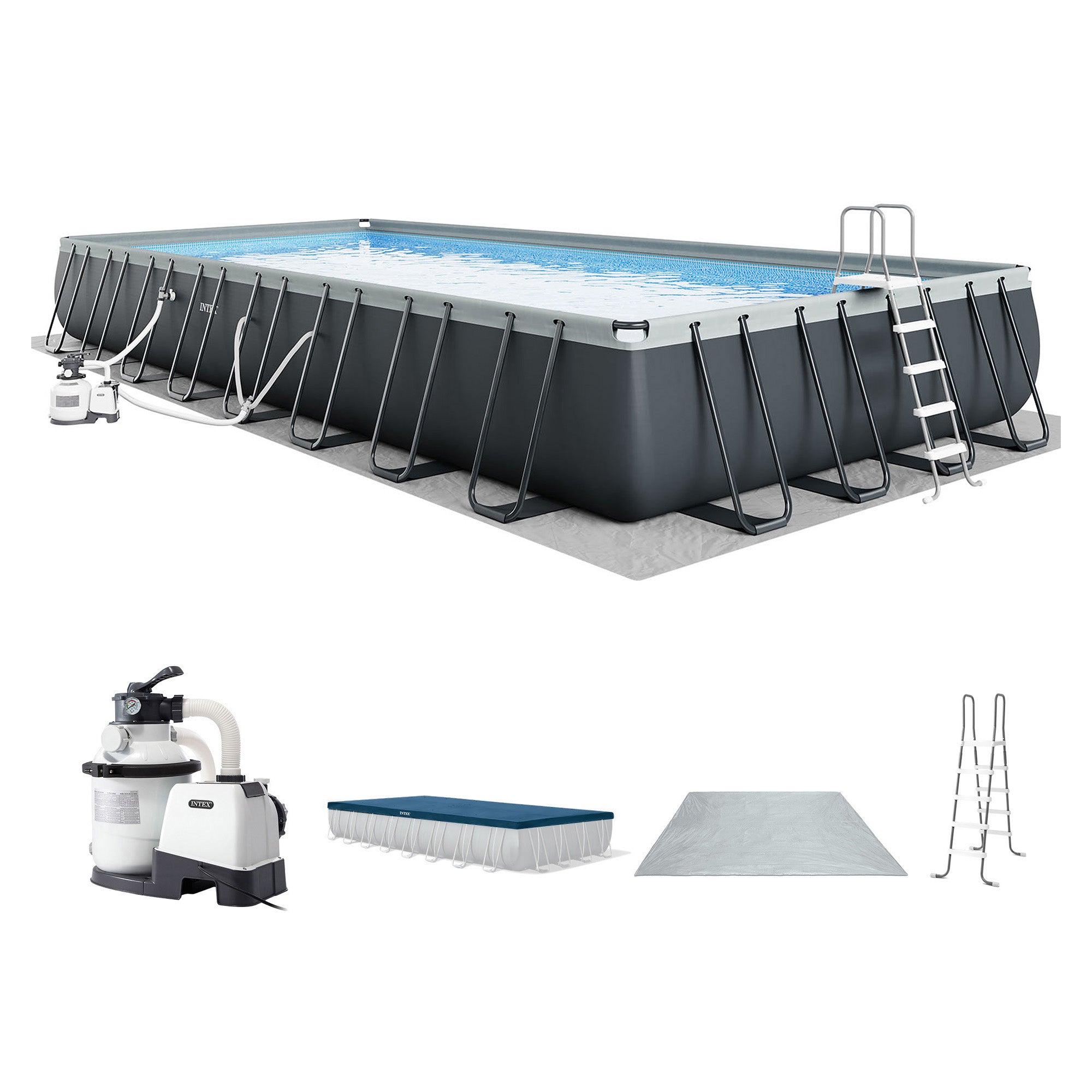 Intex 32' x 16' x 52" Rectangular Ultra XTR Frame Above Ground Swimming Pool Set