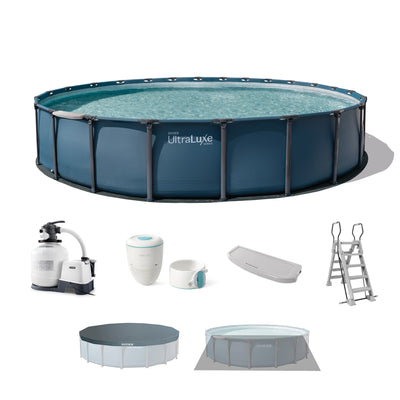 INTEX UltraLuxe 24ft x 52in Above Ground Pool, Sand Pump, & Saltwater System - VMInnovations