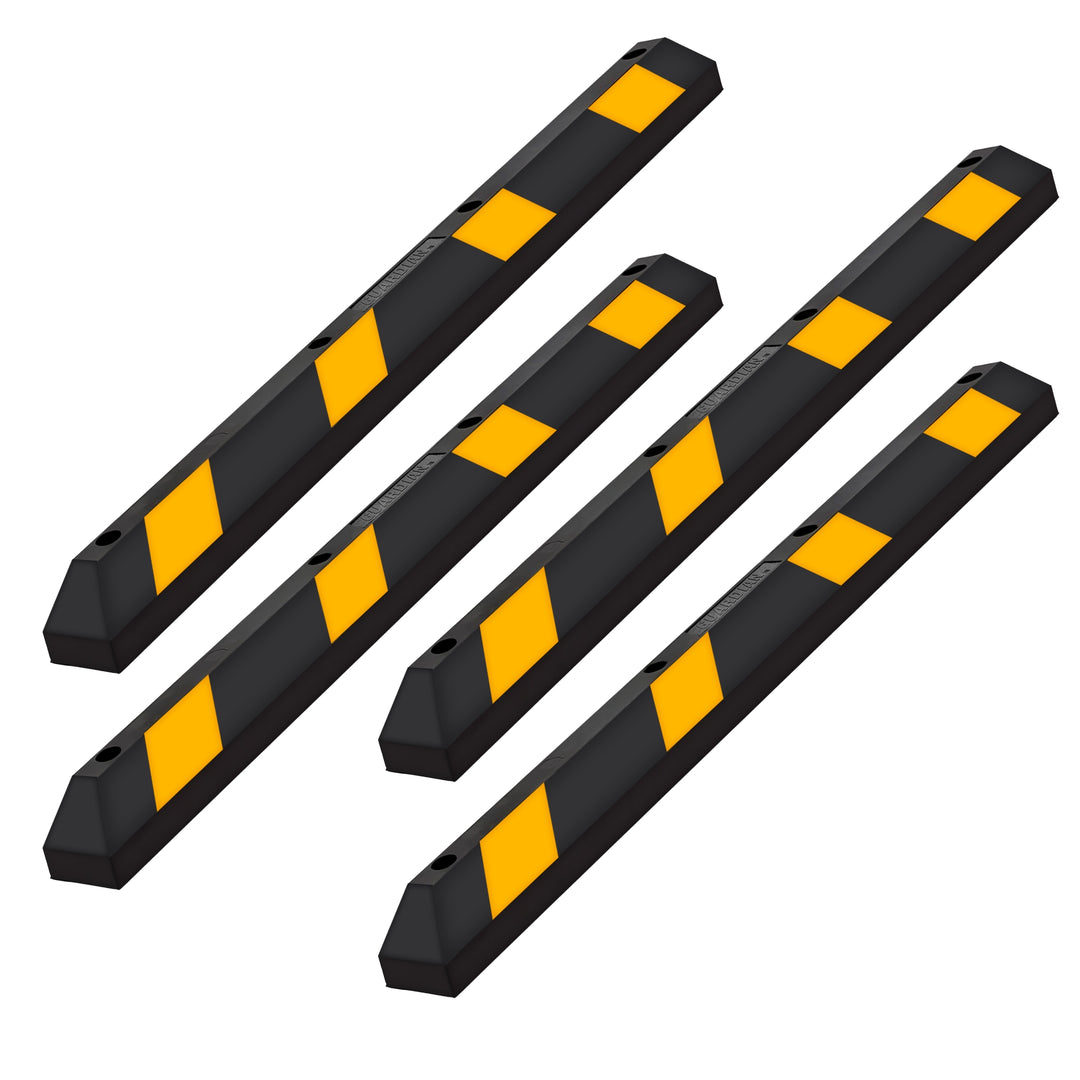 Guardian Parking Stop, 6Ft Rubber Curb with Mounting Holes, Black/Yellow, 4 Pack