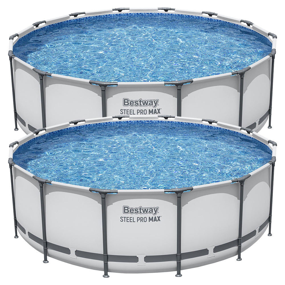 Bestway Steel Pro MAX 14'x48" Round Above Ground Pool with Pump & Cover, 2 Pack - VMInnovations