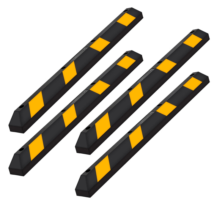 Guardian Parking Stop, 6Ft Rubber Curb with Mounting Holes, Black/Yellow, 4 Pack