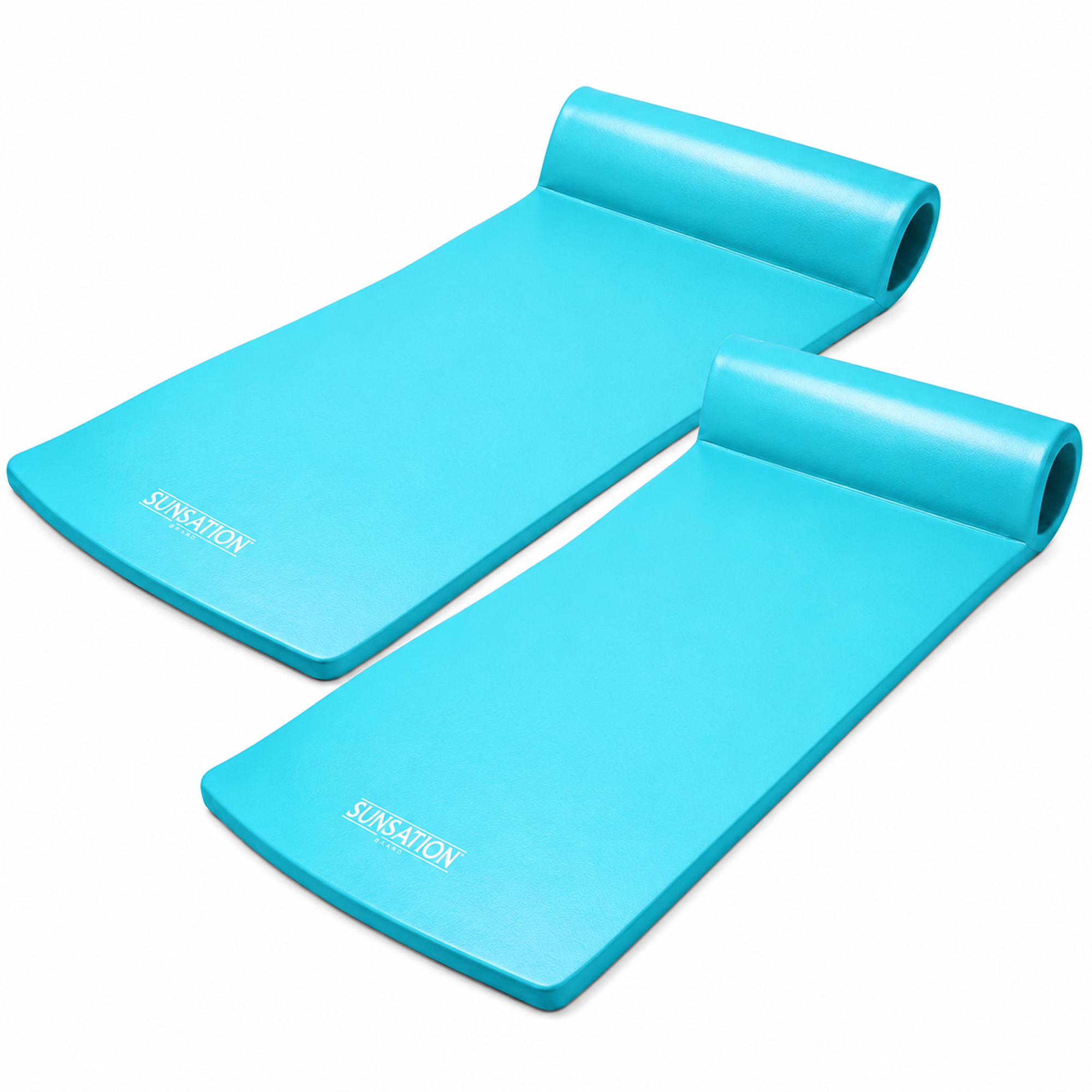TRC Recreation Sunsation 1.75" Thick Foam Lounger Raft Pool Float, 2 Pack, Teal