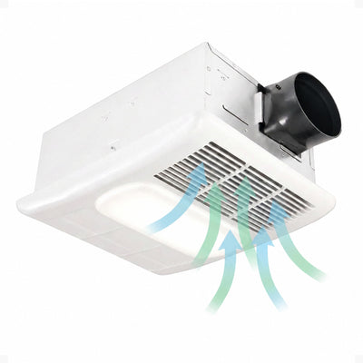 Delta Breez Radiance Exhaust Bath Fan 80 CFM with Built-In Light & Heater, White