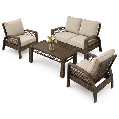 Four Seasons Courtyard Coral Bay 4 Piece Deep Seating Set with Cushioned Chairs