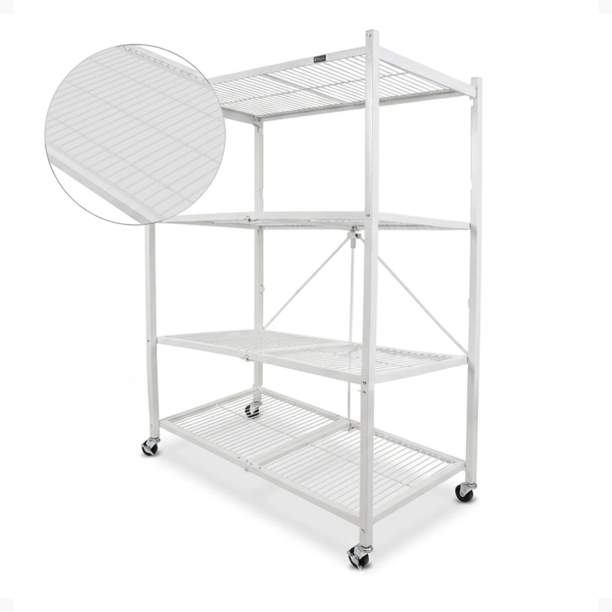 Origami 4 Tier Folding Storage Rack Unit w/ Set of 4 Magnetic Wire Shelf Liners