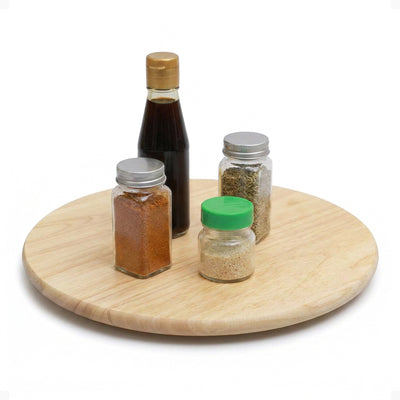 PJ Wood Natural Wooden Lazy Susan Organizer Kitchen Cabinet Tray (Open Box)