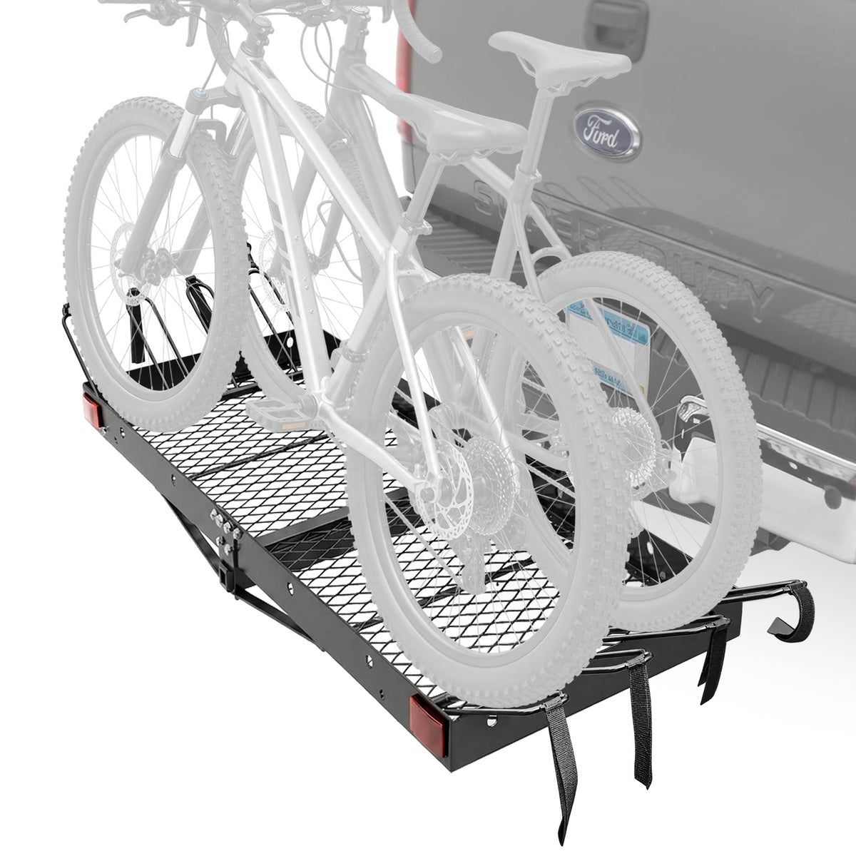 Tow Tuff 62 Inch Steel Cargo Carrier and Bike Rack, Fits All 2 Inch Receivers