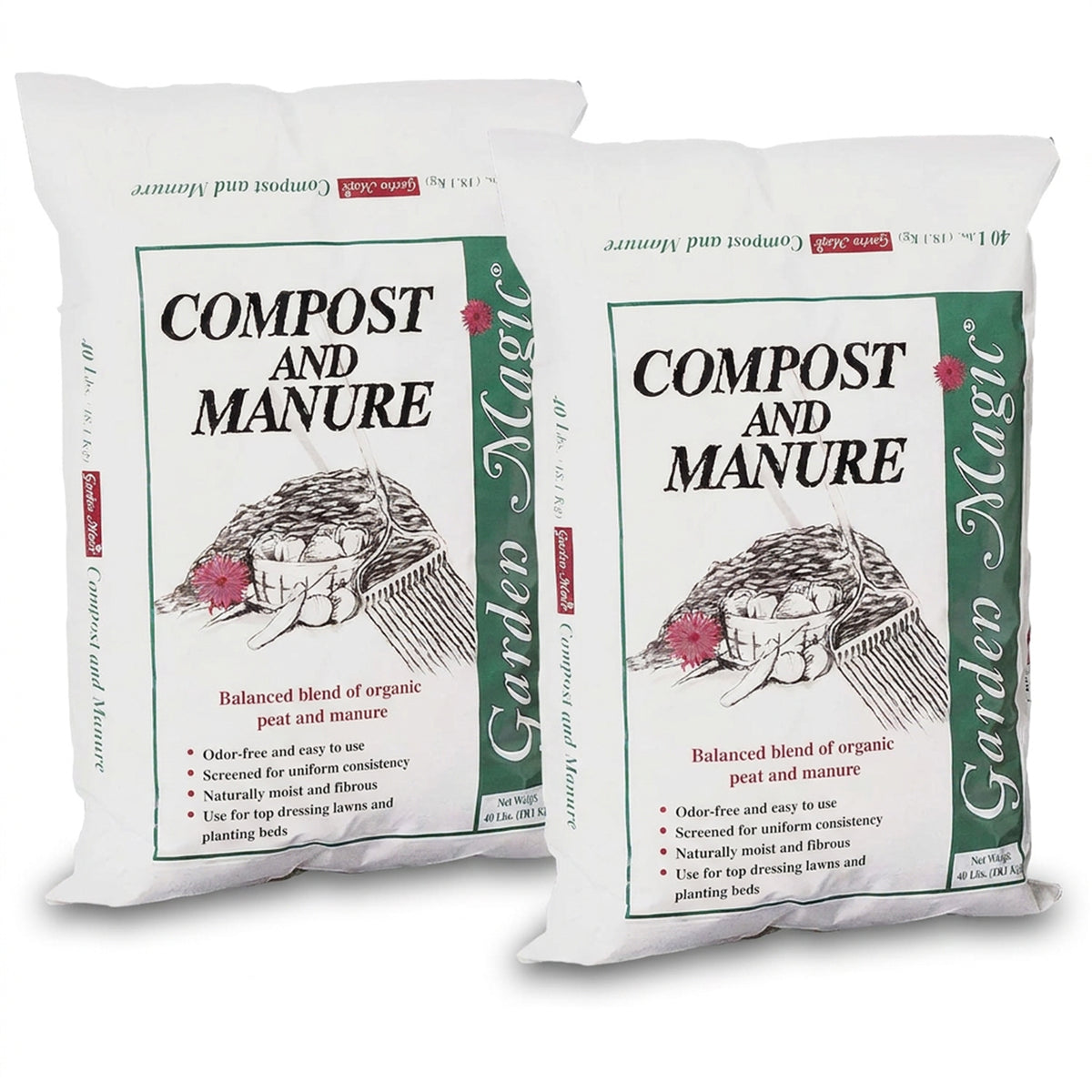 Michigan Peat 5240 Lawn Garden Compost and Manure Blend, 40 Pound Bag (2 Pack)