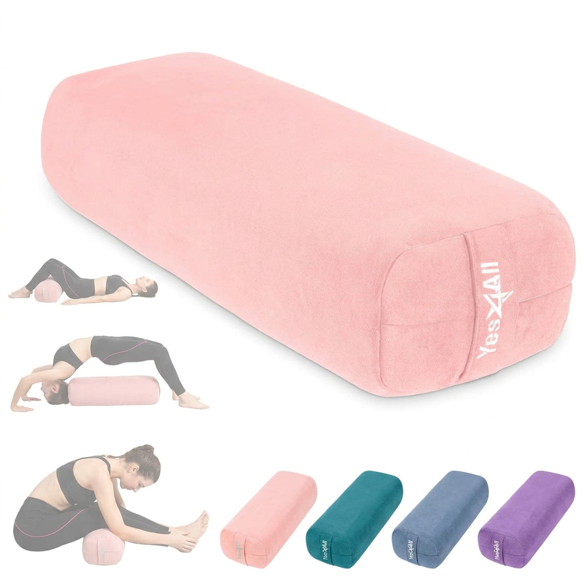 Yes4All Triple-Layer Sponge Bolster Pillow with Memory Foam for Yoga, Rose - VMInnovations