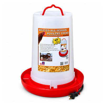 Farm Innovators HPF-100 Heated 3 Gal Plastic Hanging Poultry Water Fountain, Red (Refurbished)