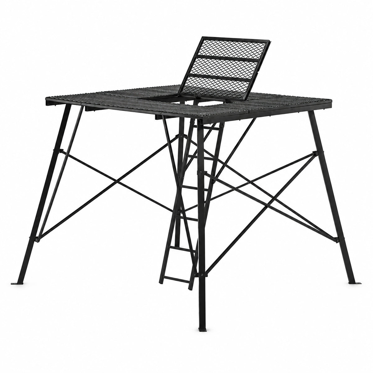 Muddy Ground Blind Platform, 65"L x 65"W Steel Outdoor Hunting Trap Door, Black