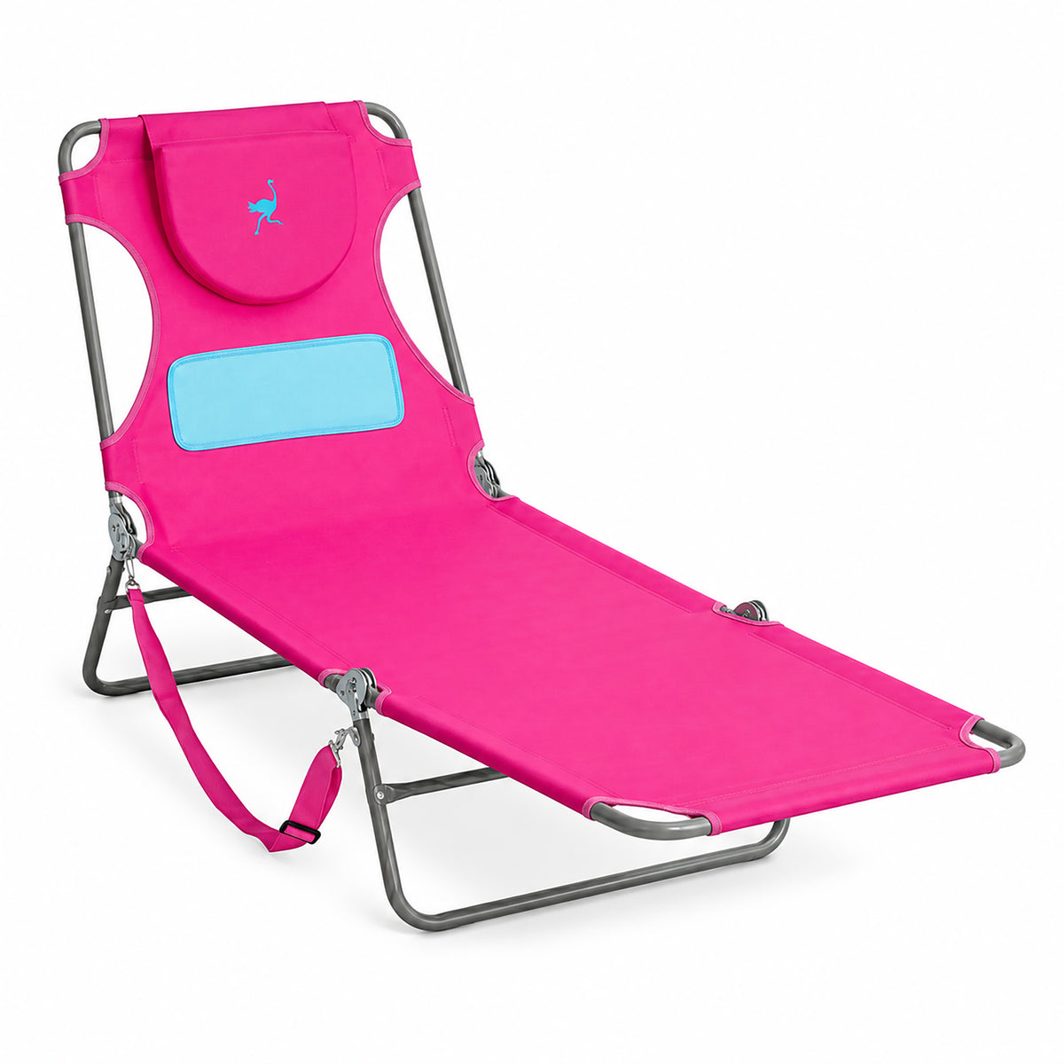 Ostrich The Ladies Comfort Lounger, Foldable Beach Pool Tanning Chair, Pink - VMInnovations