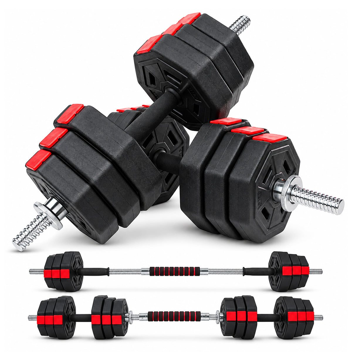 Yes4All Adjustable Dumbbell Set, Non-Slip Grip Free Weights, 66 lbs & Connector - VMInnovations