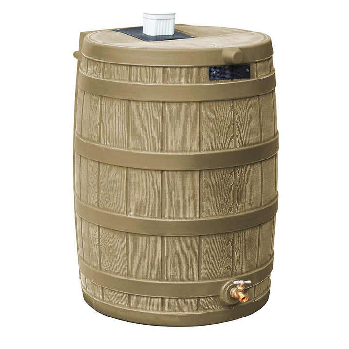 Good Ideas Rain Wizard 50 Gallon Plastic Rain Barrel Water Collector, Khaki