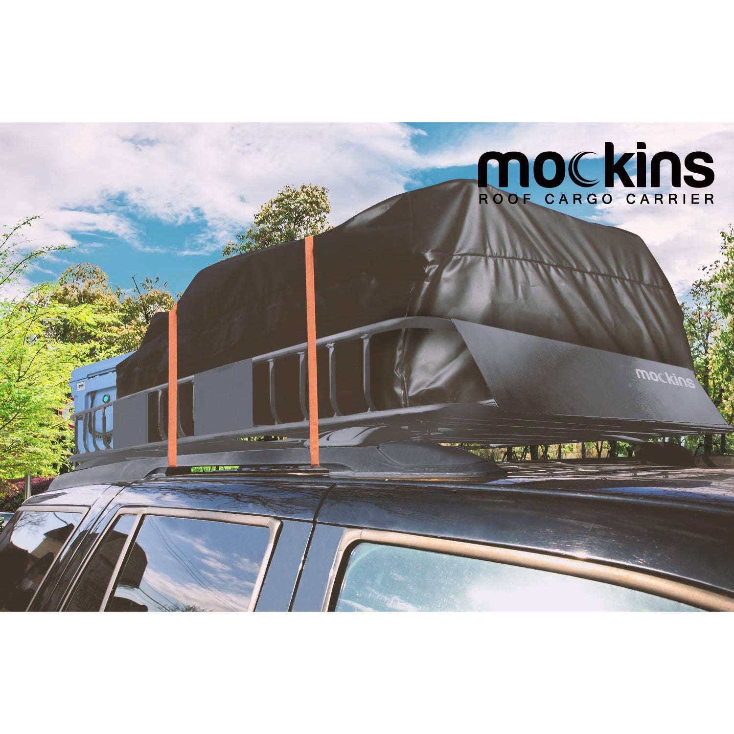Mockins Extendable Rooftop Rack with Bungee Net, Straps, & Cargo Bag (Open Box) - VMInnovations