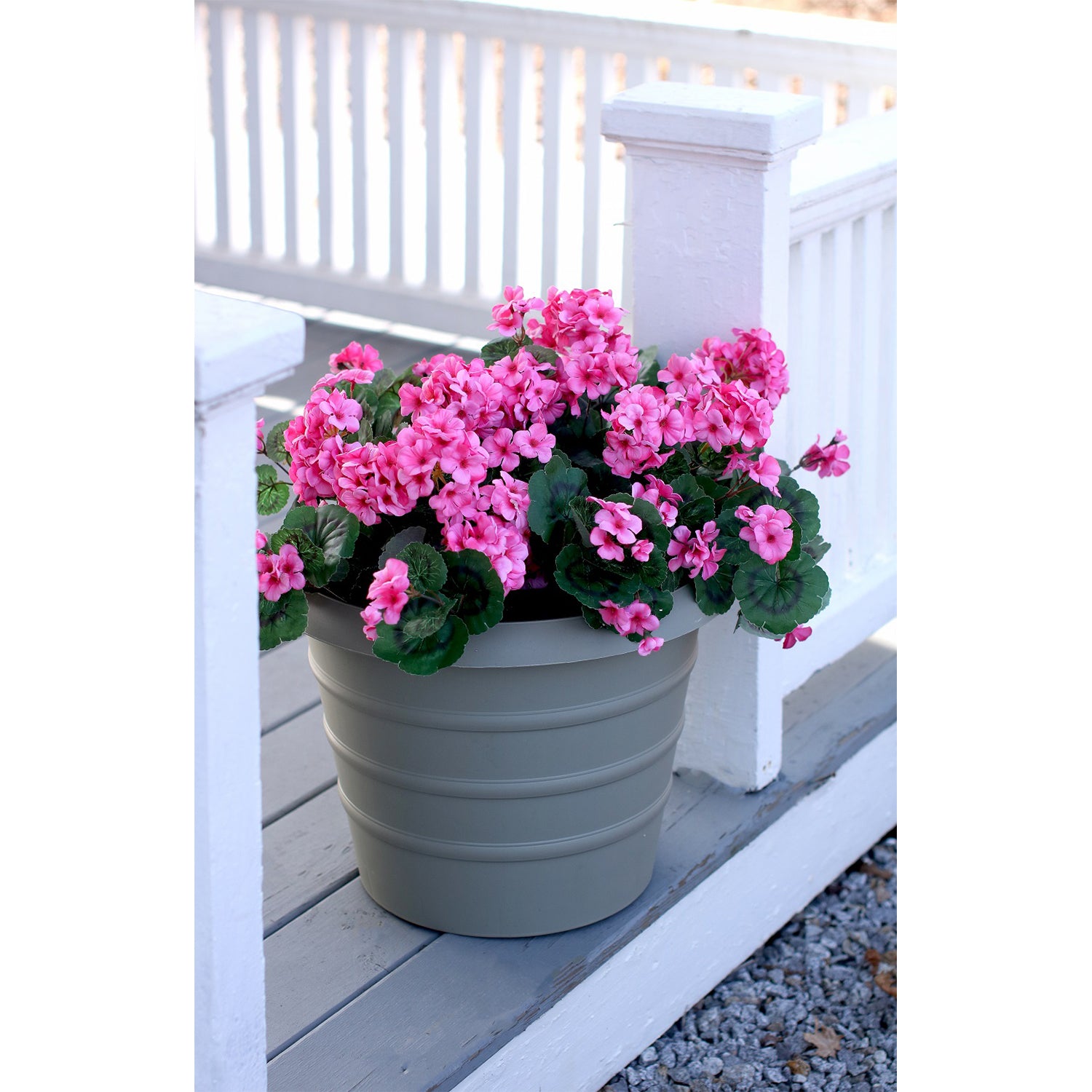 The HC Companies 20 Inch Indoor Outdoor Marina Plastic Planter Pot, Warm Gray - VMInnovations
