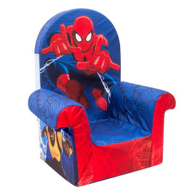 Marshmallow Furniture Comfortable Foam Toddler Kid's High Back Chair, Spiderman