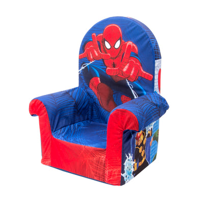 Marshmallow Furniture Comfortable Foam Toddler Kid's High Back Chair, Spiderman