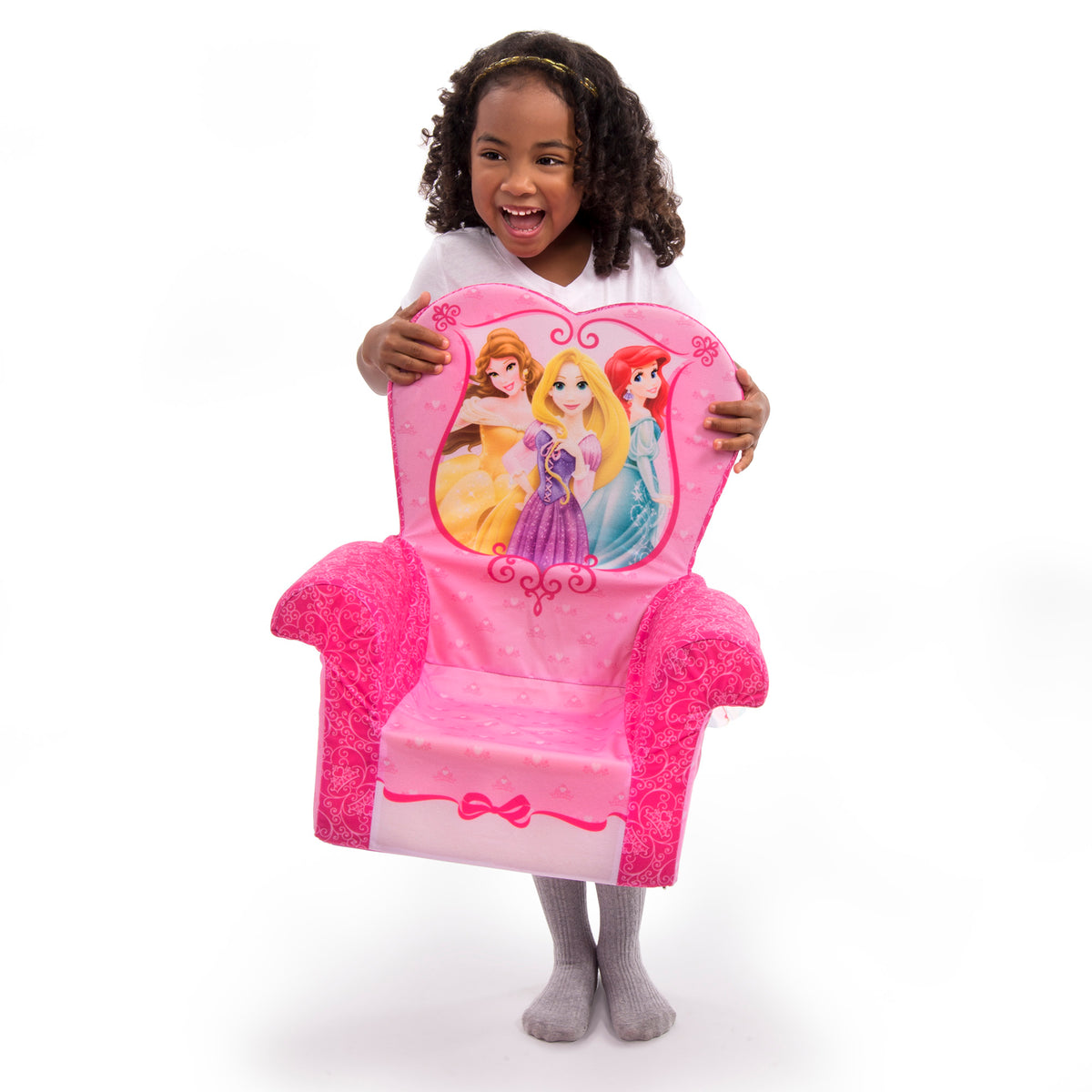 Marshmallow Furniture Comfy Foam Toddler Kid's High Back Chair, Princess