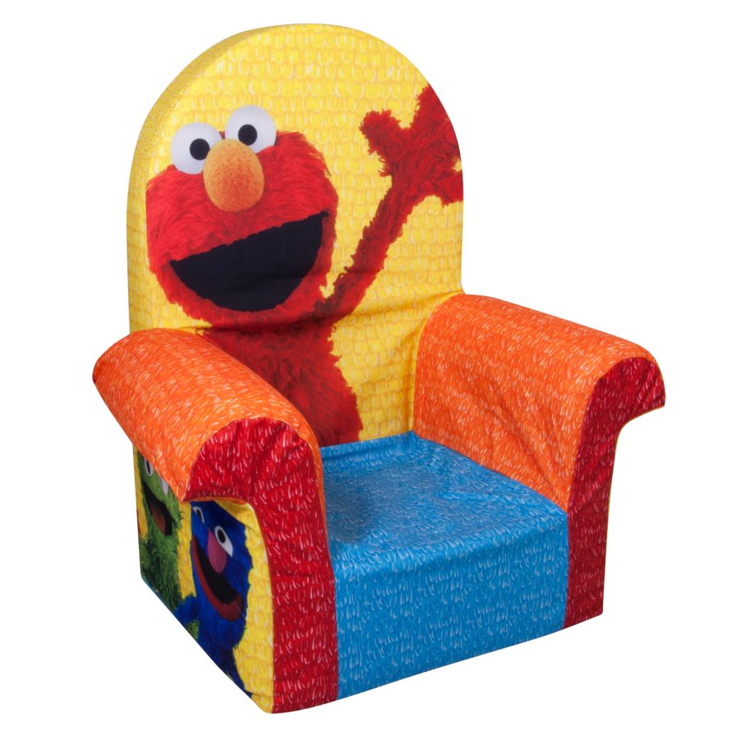 Marshmallow Furniture Comfy Foam Toddler High Back Chair Kid's Furniture, Elmo