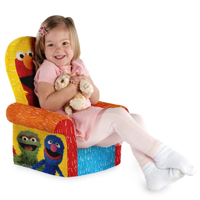 Marshmallow Furniture Comfy Foam Toddler High Back Chair Kid's Furniture, Elmo
