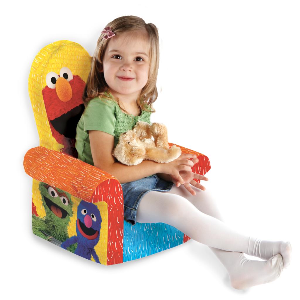 Marshmallow Furniture Comfy Foam Toddler High Back Chair Kid's Furniture, Elmo